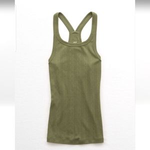Aerie Sage Green Pretty Pointelle Racerback Tank Top